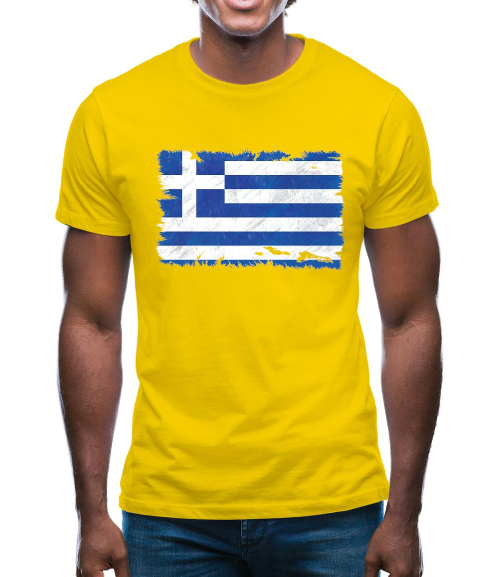 Greece Grunge Style Flag Mens T-Shirt