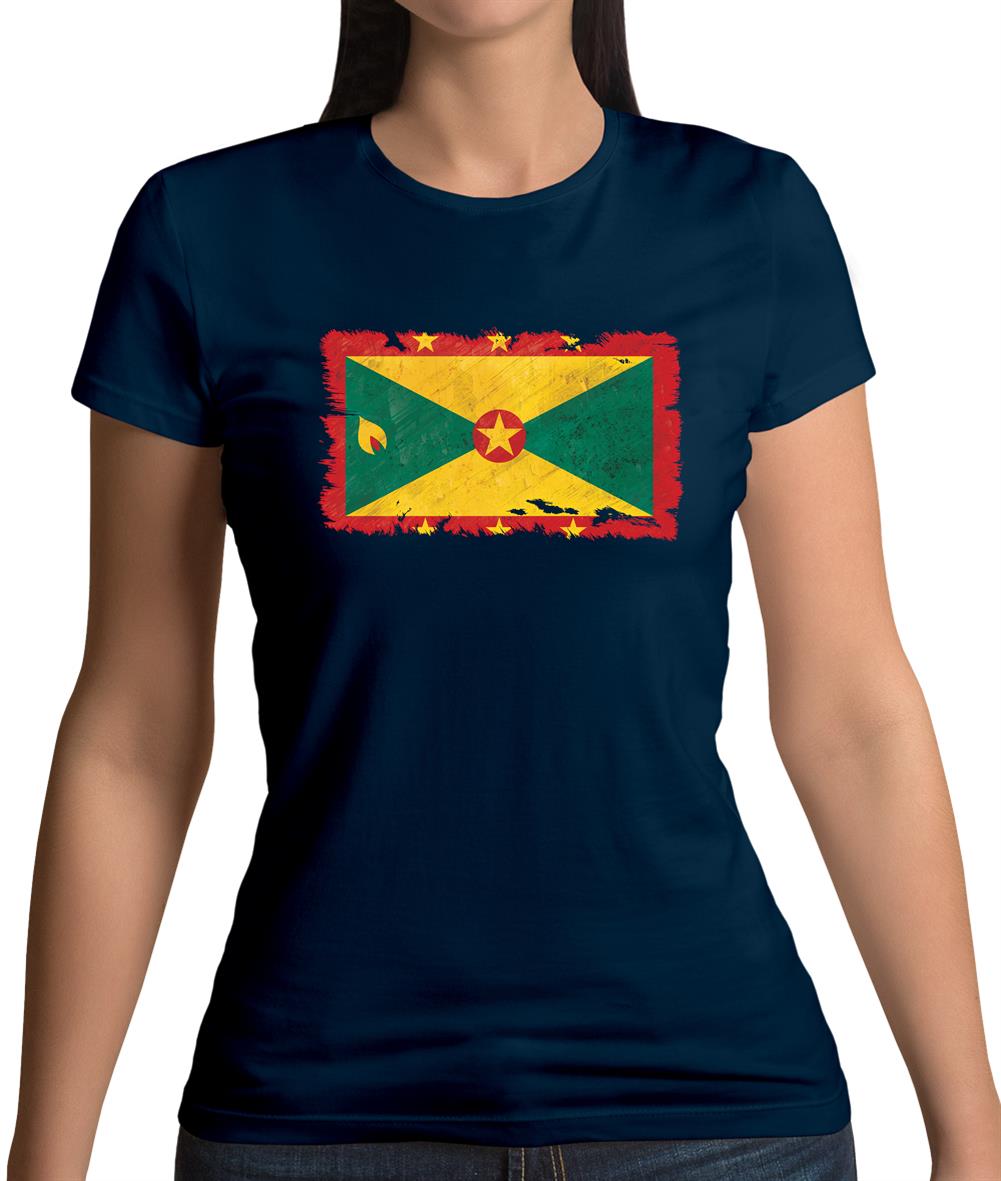 Grenada Grunge Style Flag Womens T-Shirt