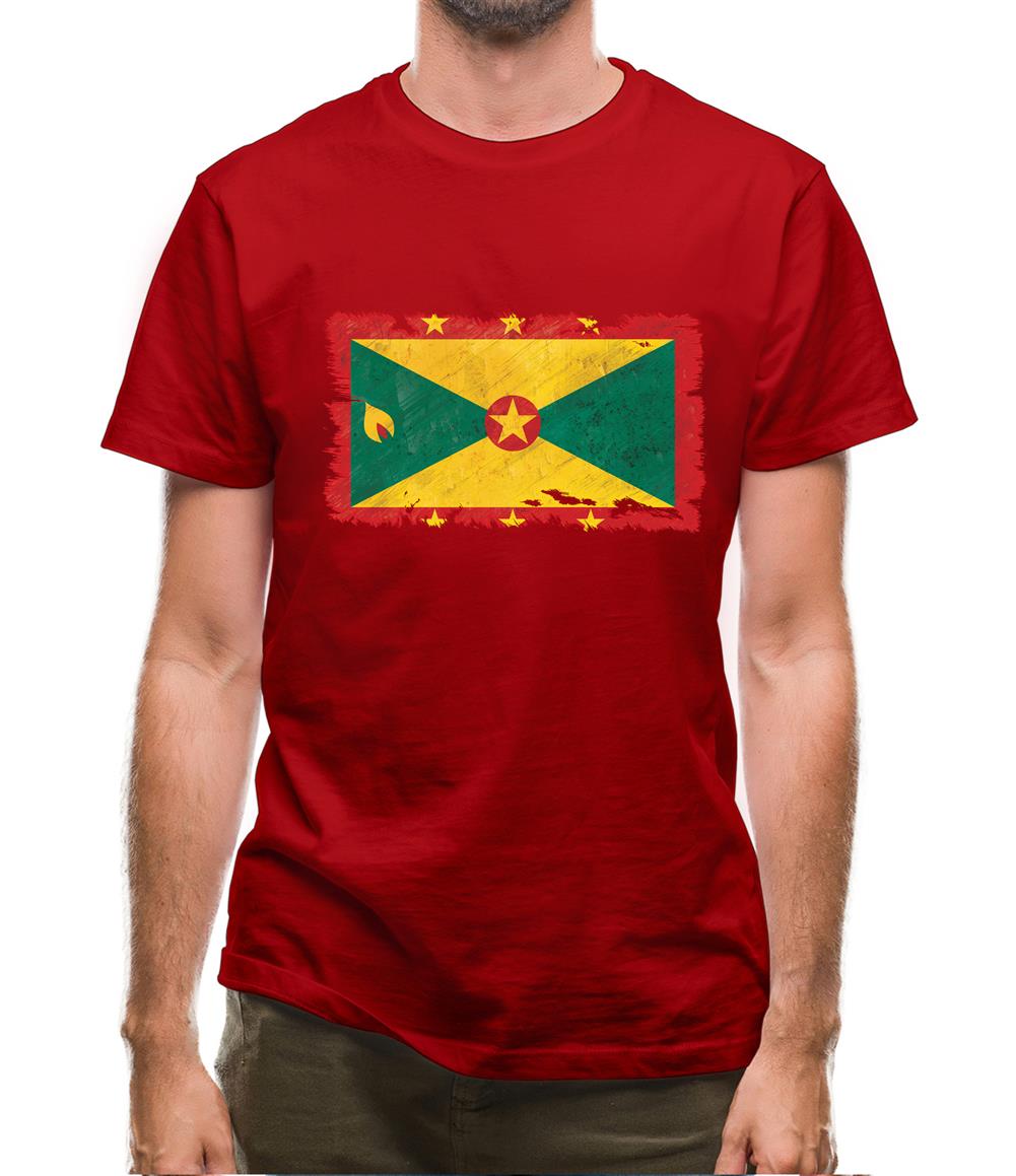 Grenada Grunge Style Flag Mens T-Shirt