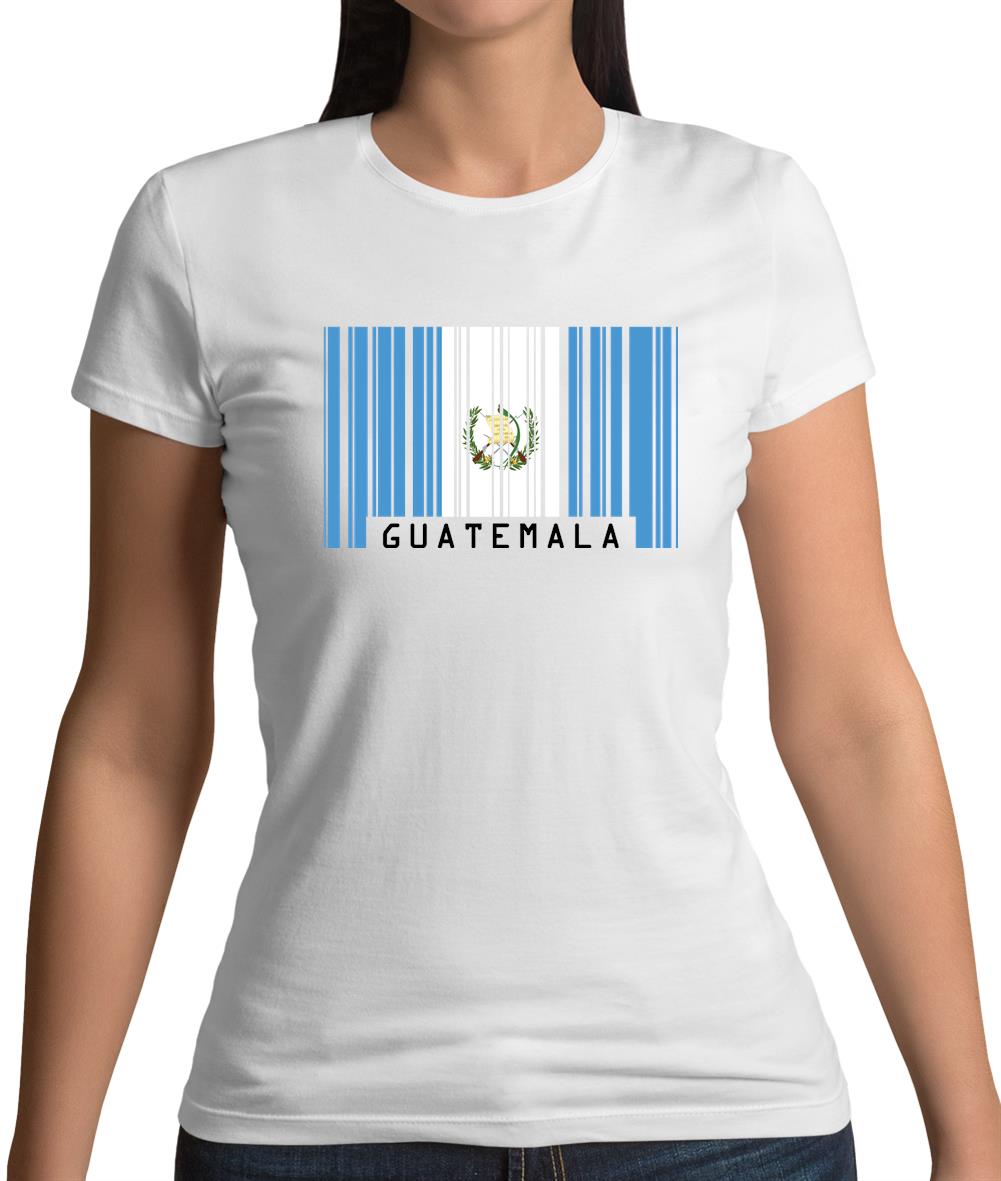 Guatemala Barcode Style Flag Womens T-Shirt
