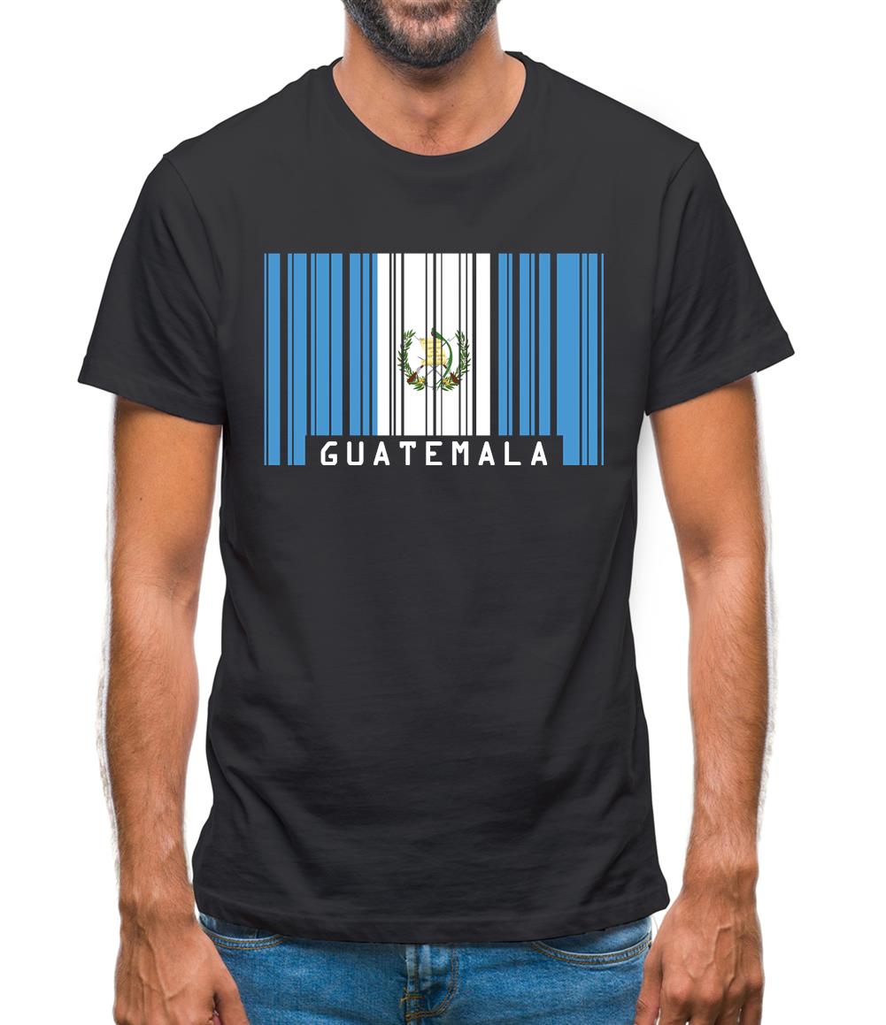 Guatemala Barcode Style Flag Mens T-Shirt