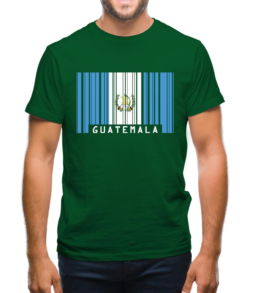 Guatemala Barcode Style Flag Mens T-Shirt