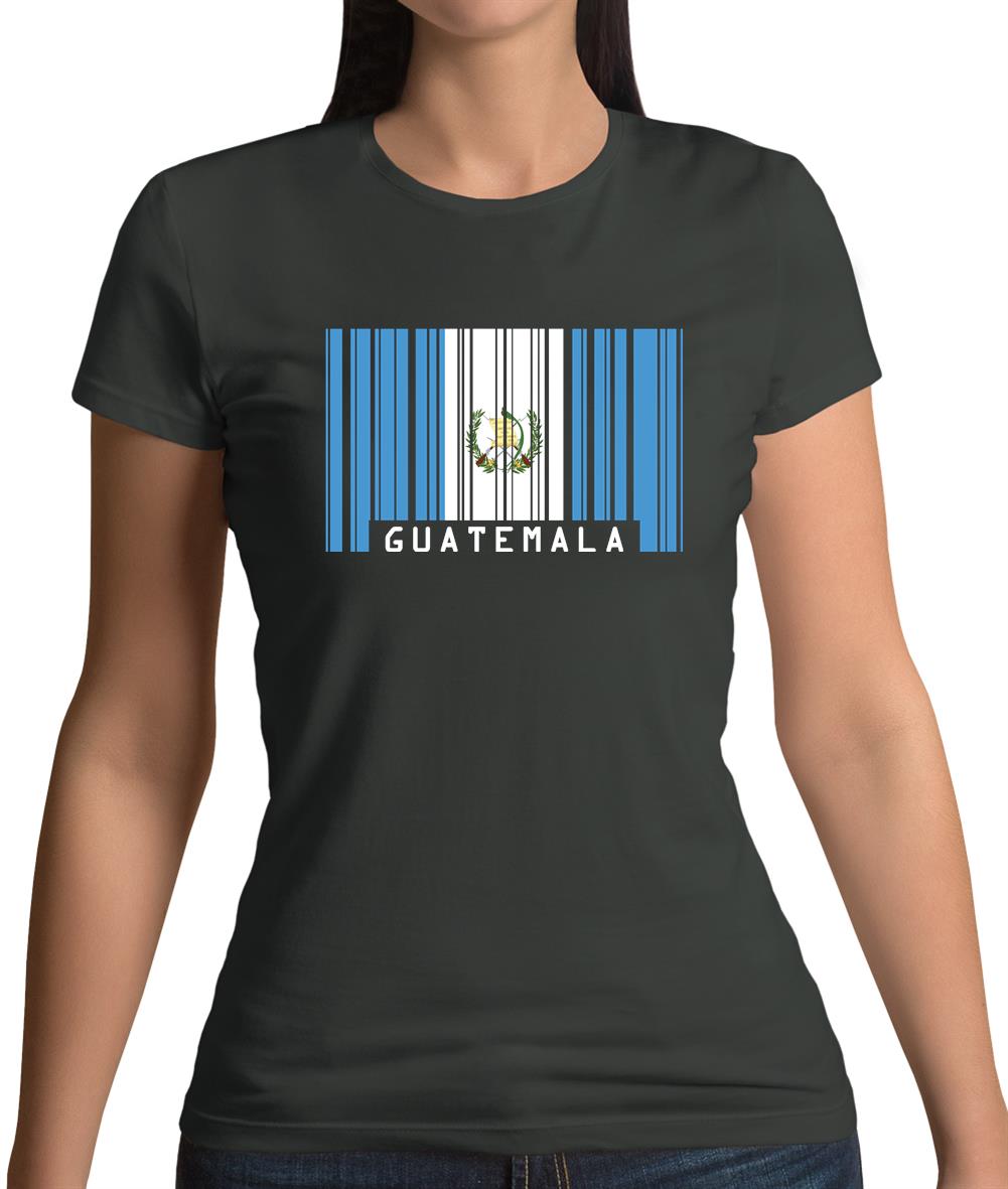 Guatemala Barcode Style Flag Womens T-Shirt