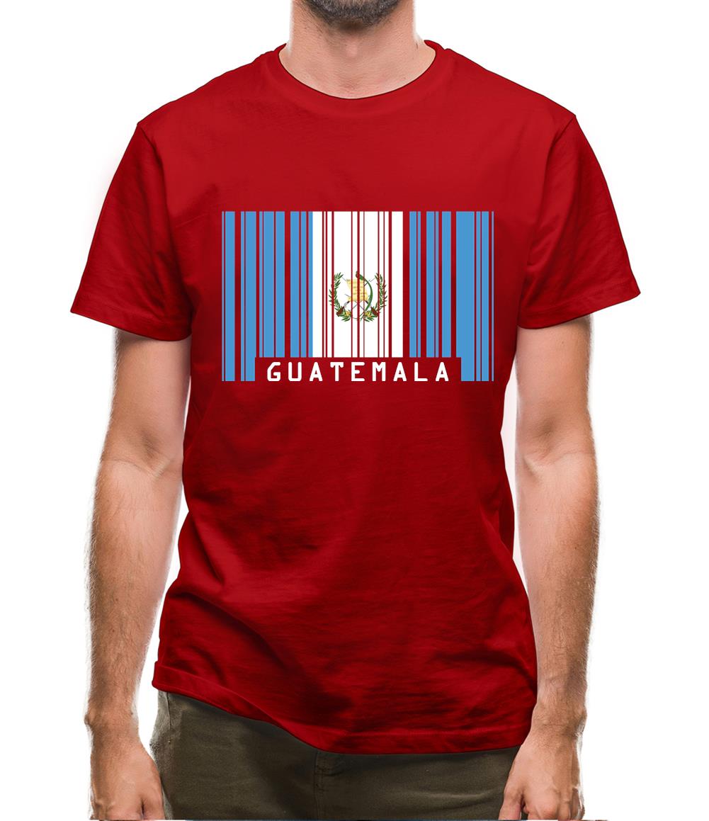 Guatemala Barcode Style Flag Mens T-Shirt