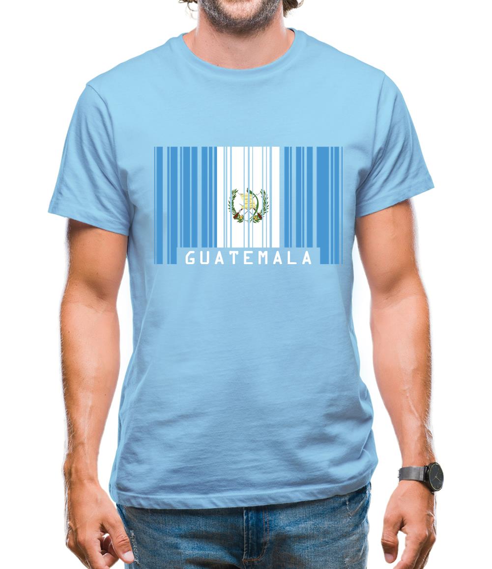 Guatemala Barcode Style Flag Mens T-Shirt