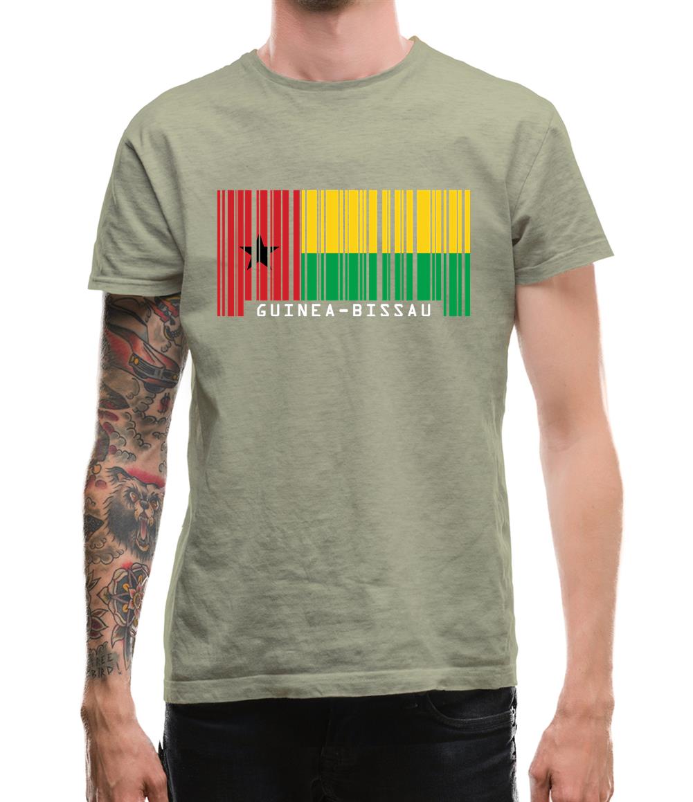 Guinea-Bissau Barcode Style Flag Mens T-Shirt