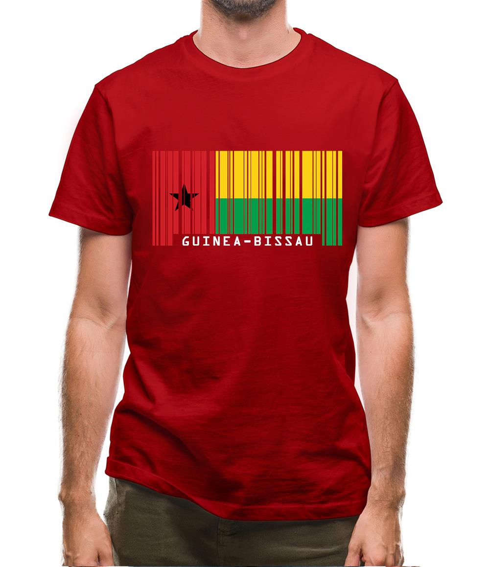 Guinea-Bissau Barcode Style Flag Mens T-Shirt
