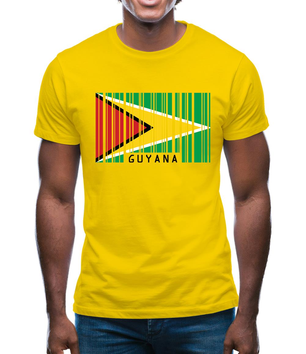 Guyana Barcode Style Flag Mens T-Shirt