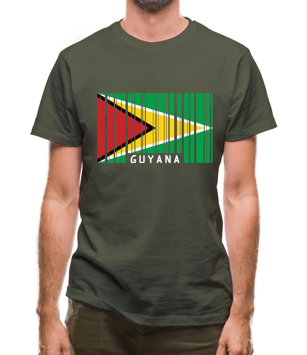 Guyana Barcode Style Flag Mens T-Shirt