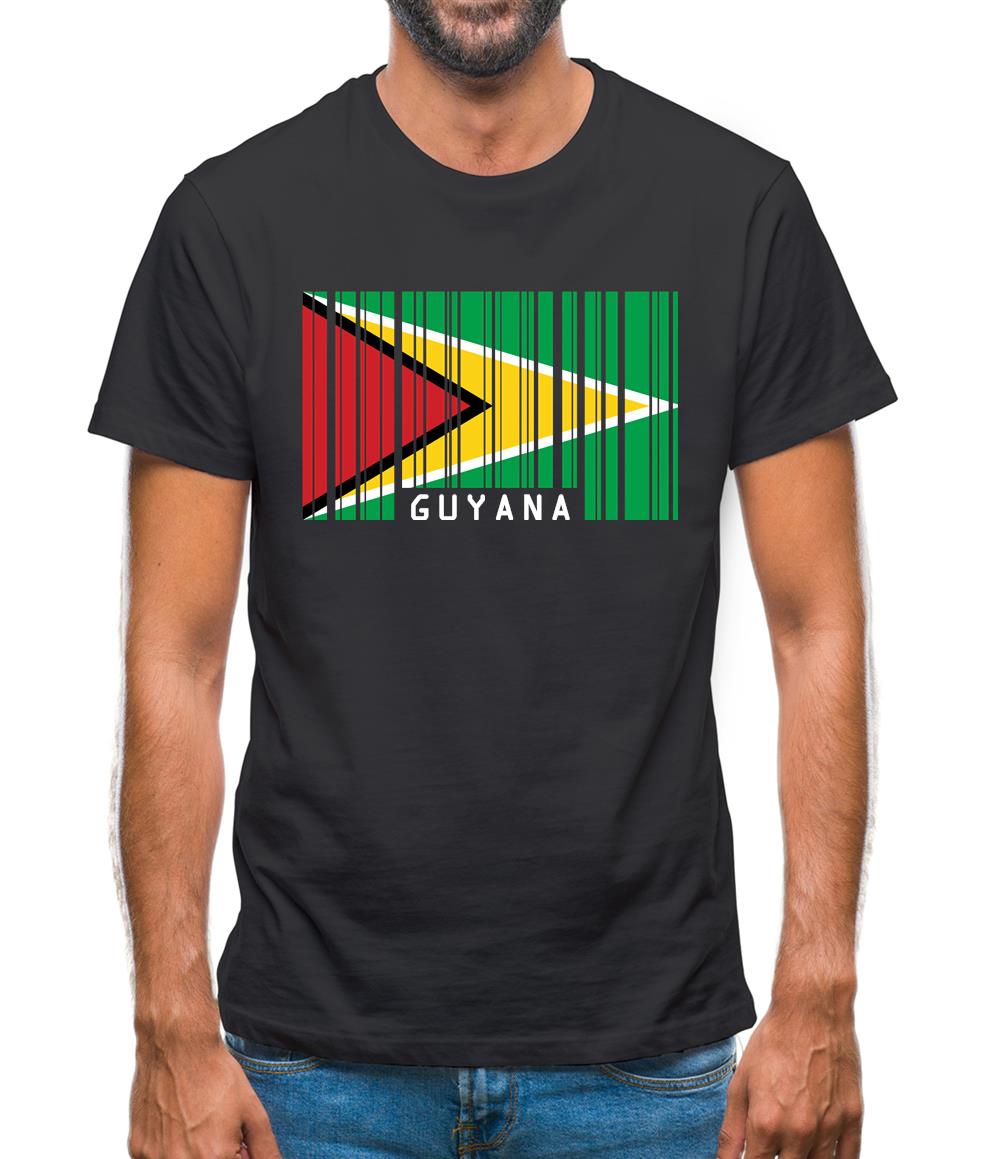 Guyana Barcode Style Flag Mens T-Shirt