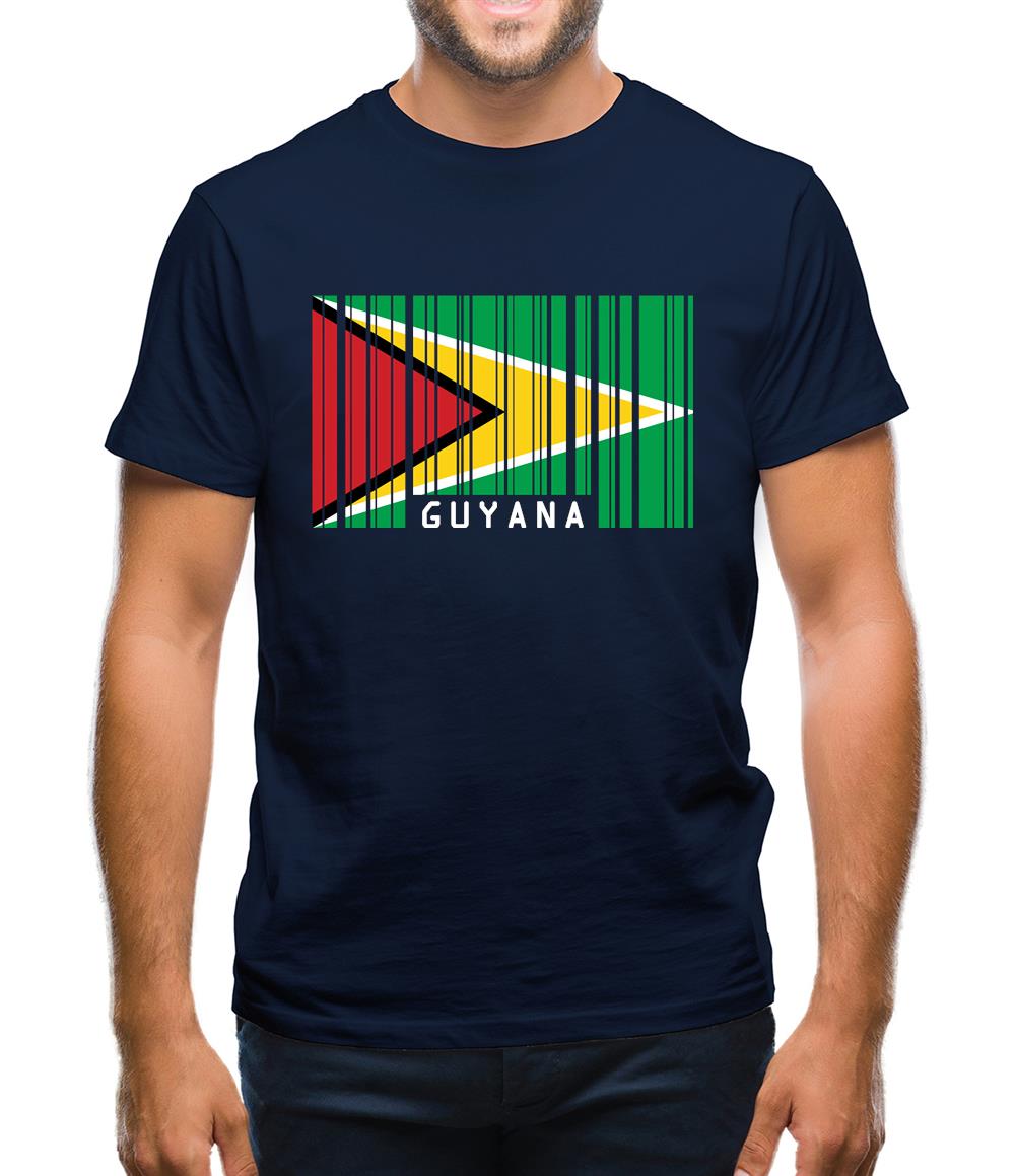 Guyana Barcode Style Flag Mens T-Shirt