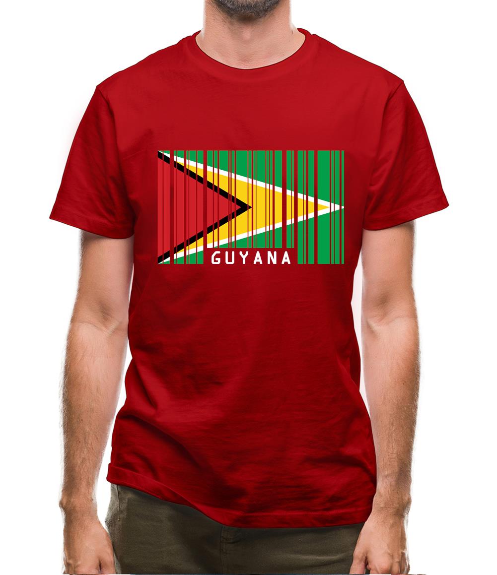 Guyana Barcode Style Flag Mens T-Shirt