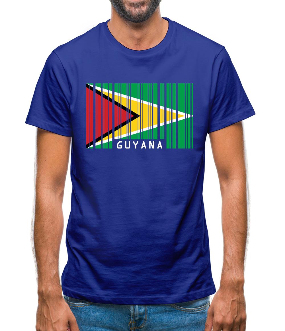 Guyana Barcode Style Flag Mens T-Shirt