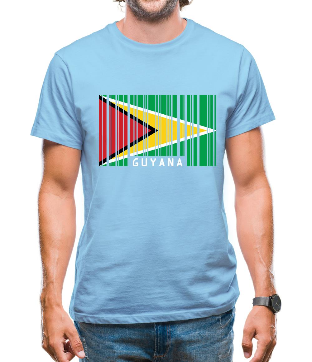 Guyana Barcode Style Flag Mens T-Shirt