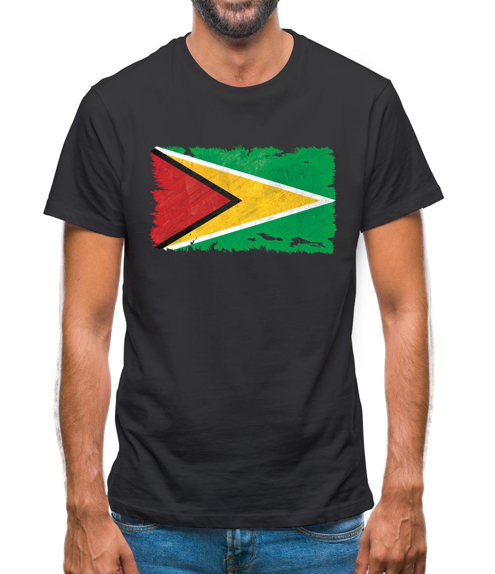 Guyana Grunge Style Flag Mens T-Shirt