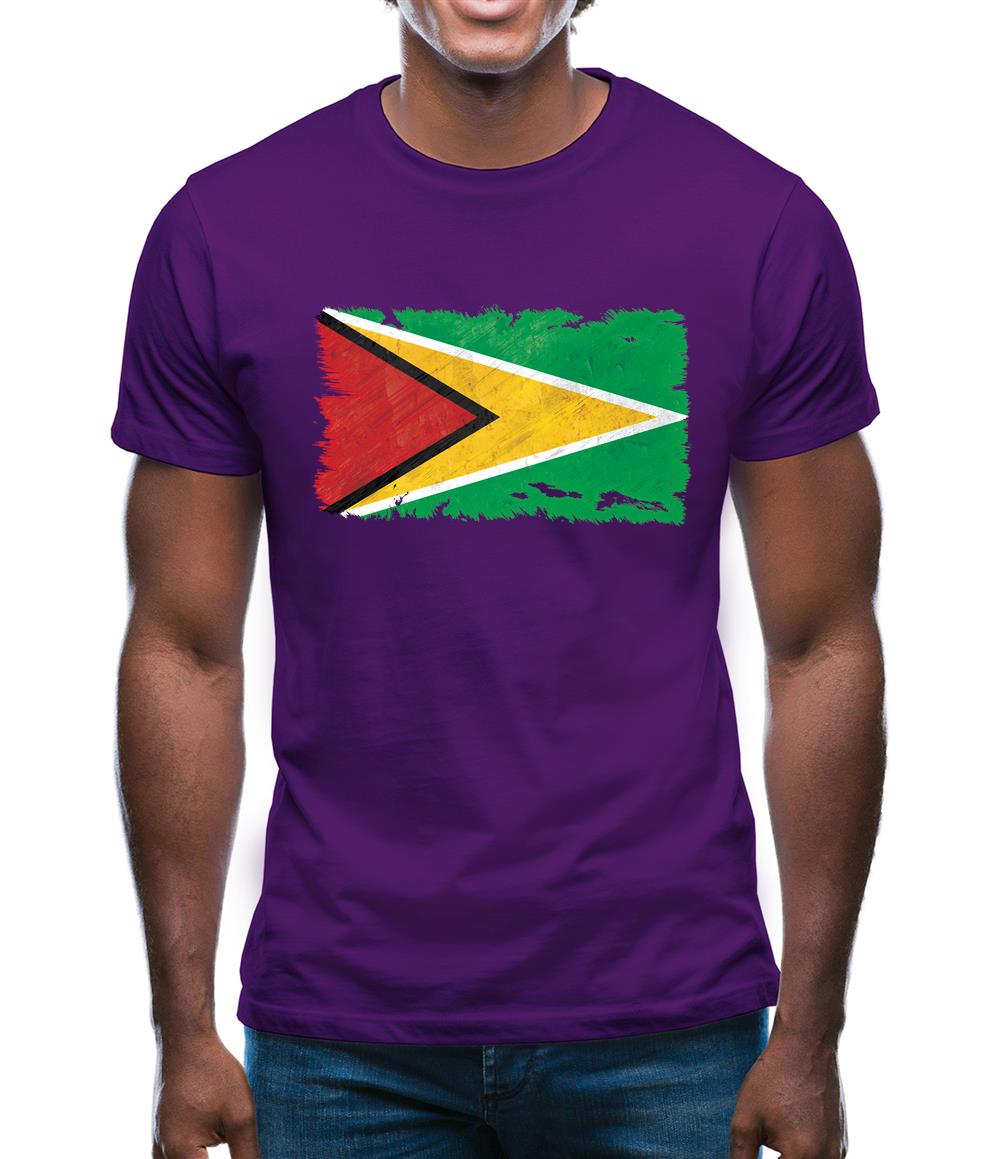 Guyana Grunge Style Flag Mens T-Shirt