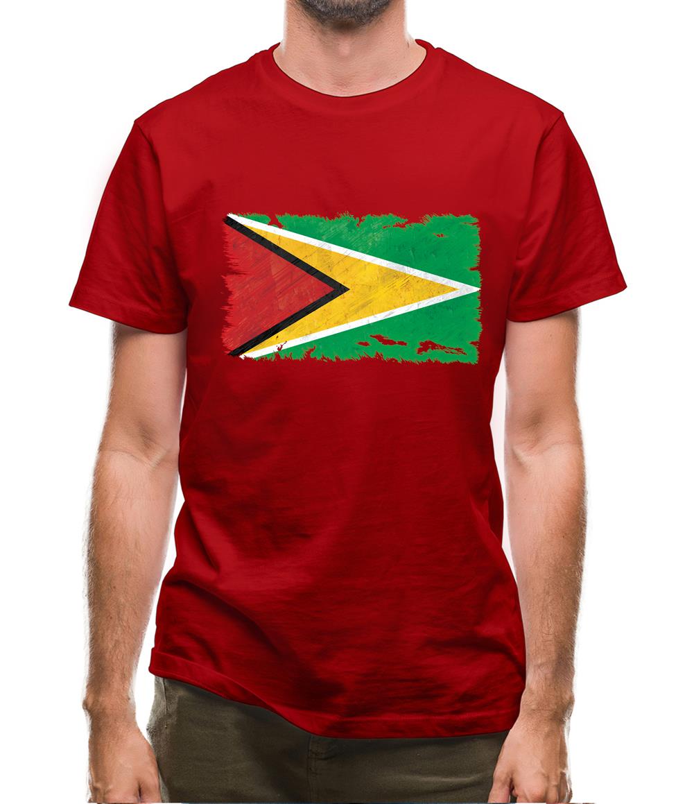 Guyana Grunge Style Flag Mens T-Shirt
