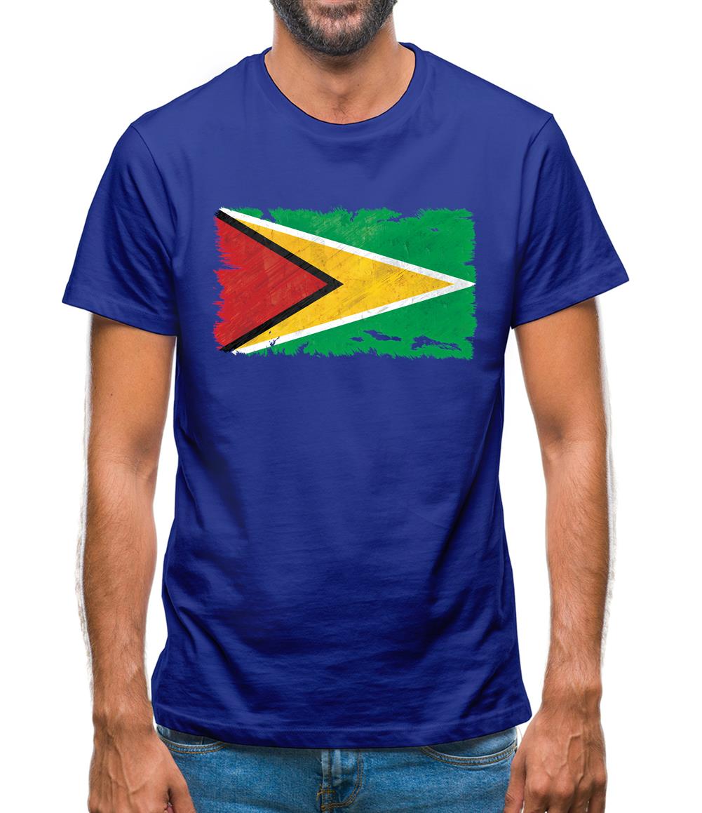Guyana Grunge Style Flag Mens T-Shirt