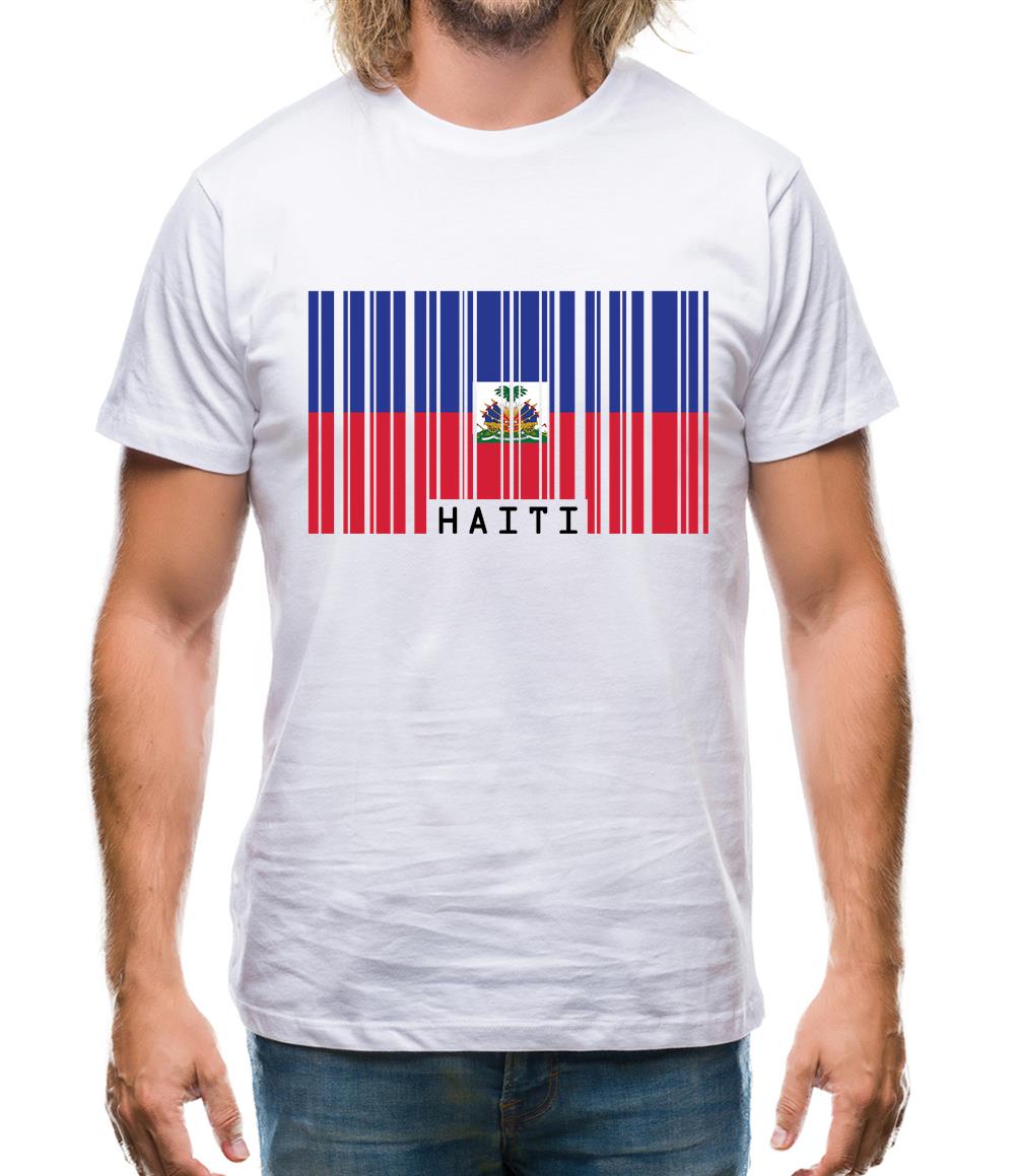 Haiti Barcode Style Flag Mens T-Shirt
