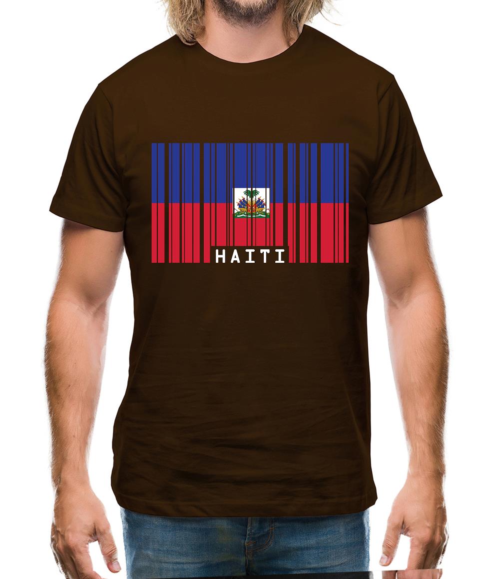 Haiti Barcode Style Flag Mens T-Shirt