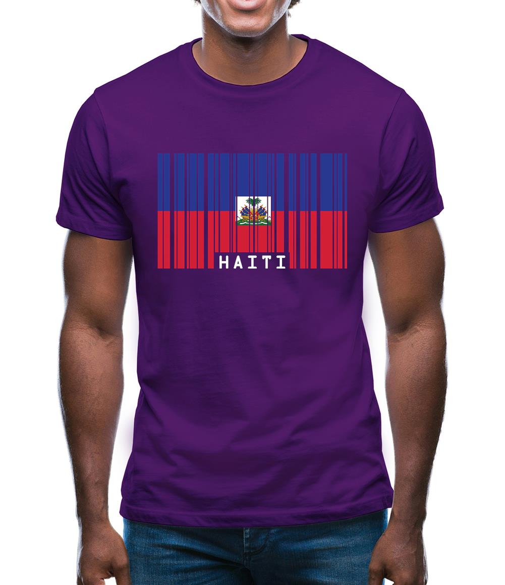 Haiti Barcode Style Flag Mens T-Shirt