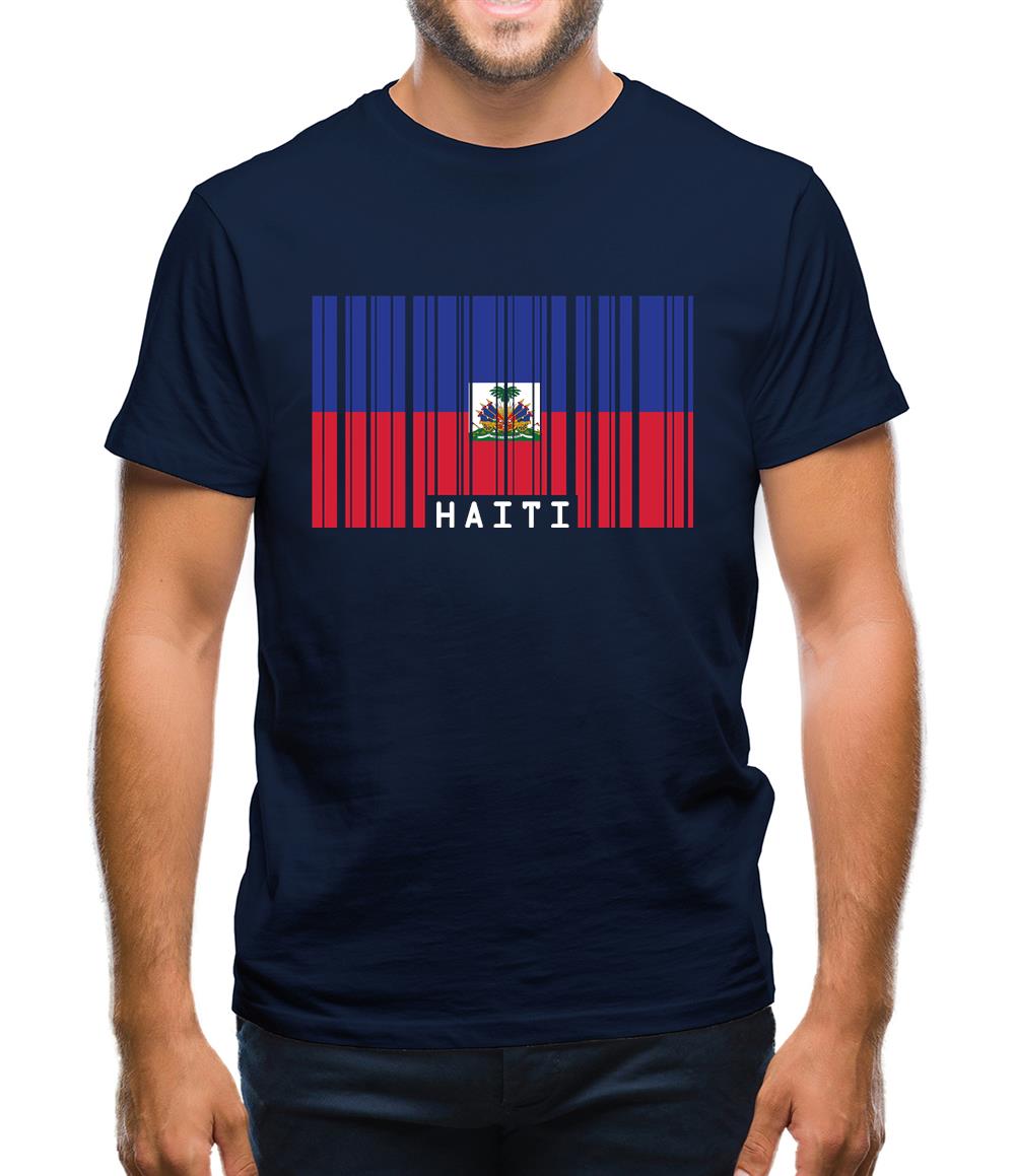 Haiti Barcode Style Flag Mens T-Shirt