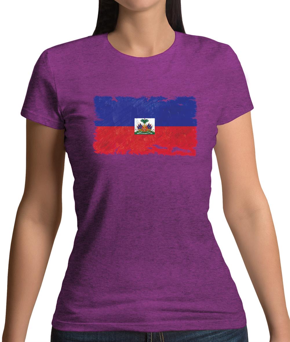 Haiti Grunge Style Flag Womens T-Shirt