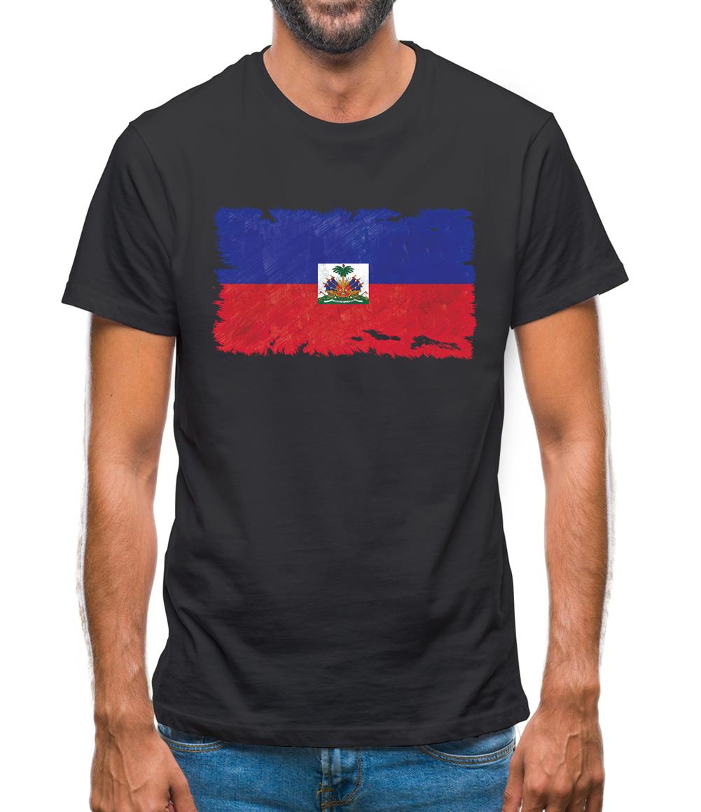 Haiti Grunge Style Flag Mens T-Shirt