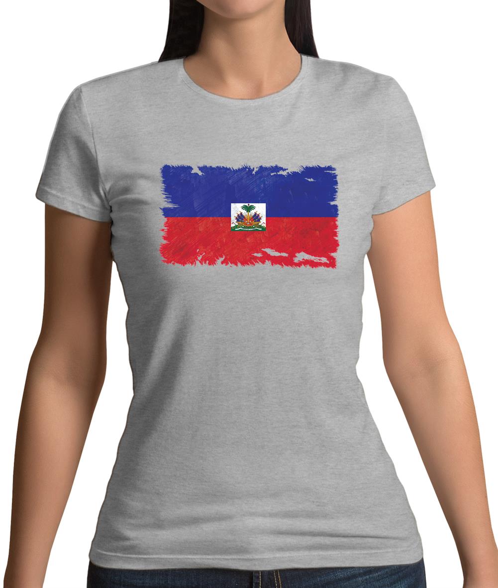 Haiti Grunge Style Flag Womens T-Shirt