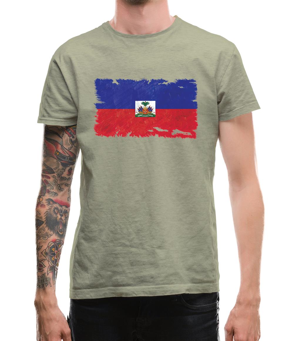 Haiti Grunge Style Flag Mens T-Shirt