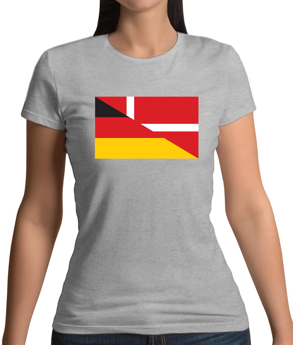 Half German Half Danish Flag Womens T-Shirt