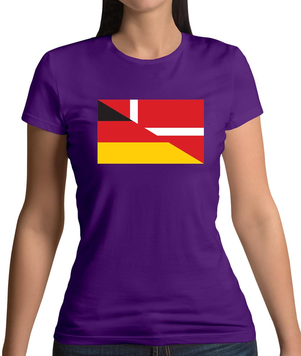 Half German Half Danish Flag Womens T-Shirt