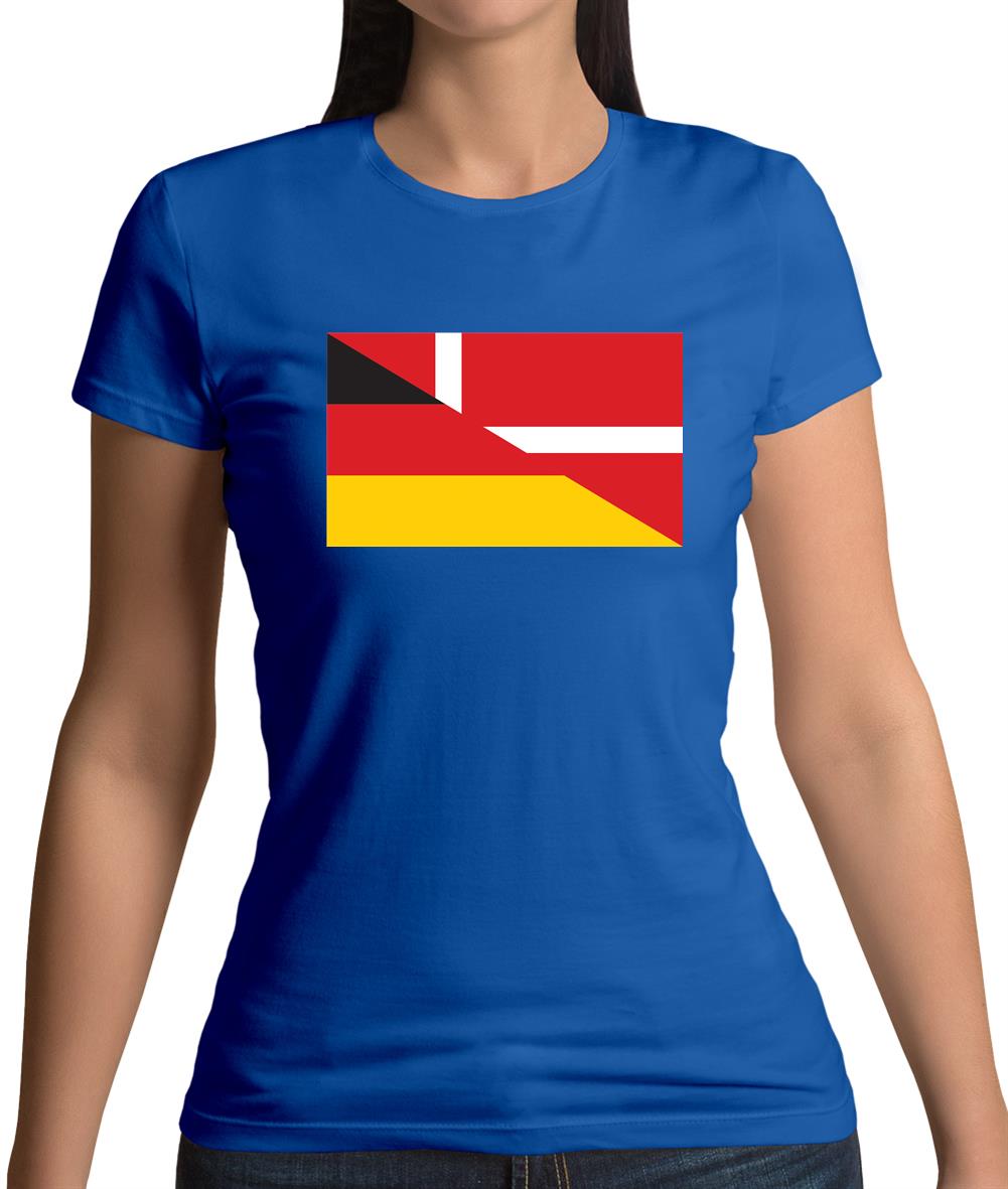Half German Half Danish Flag Womens T-Shirt