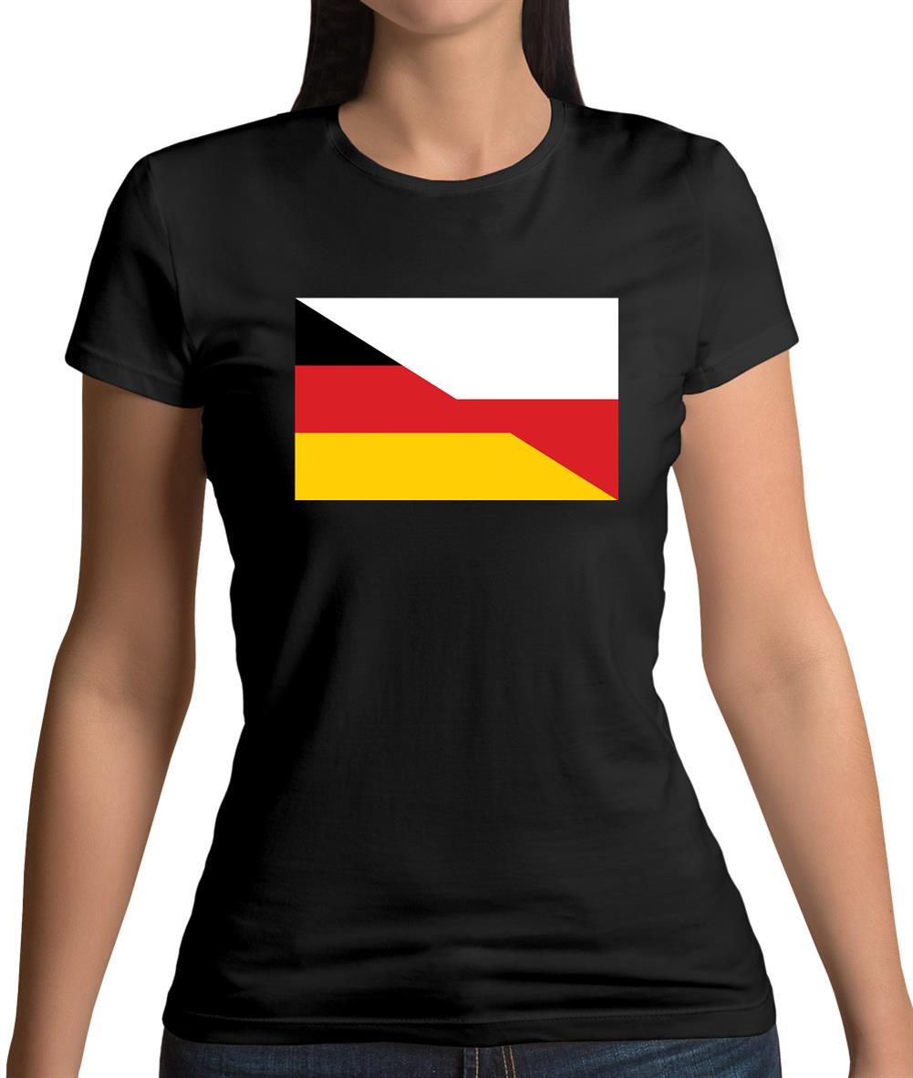 Half German Half Polish Flag Womens T-Shirt