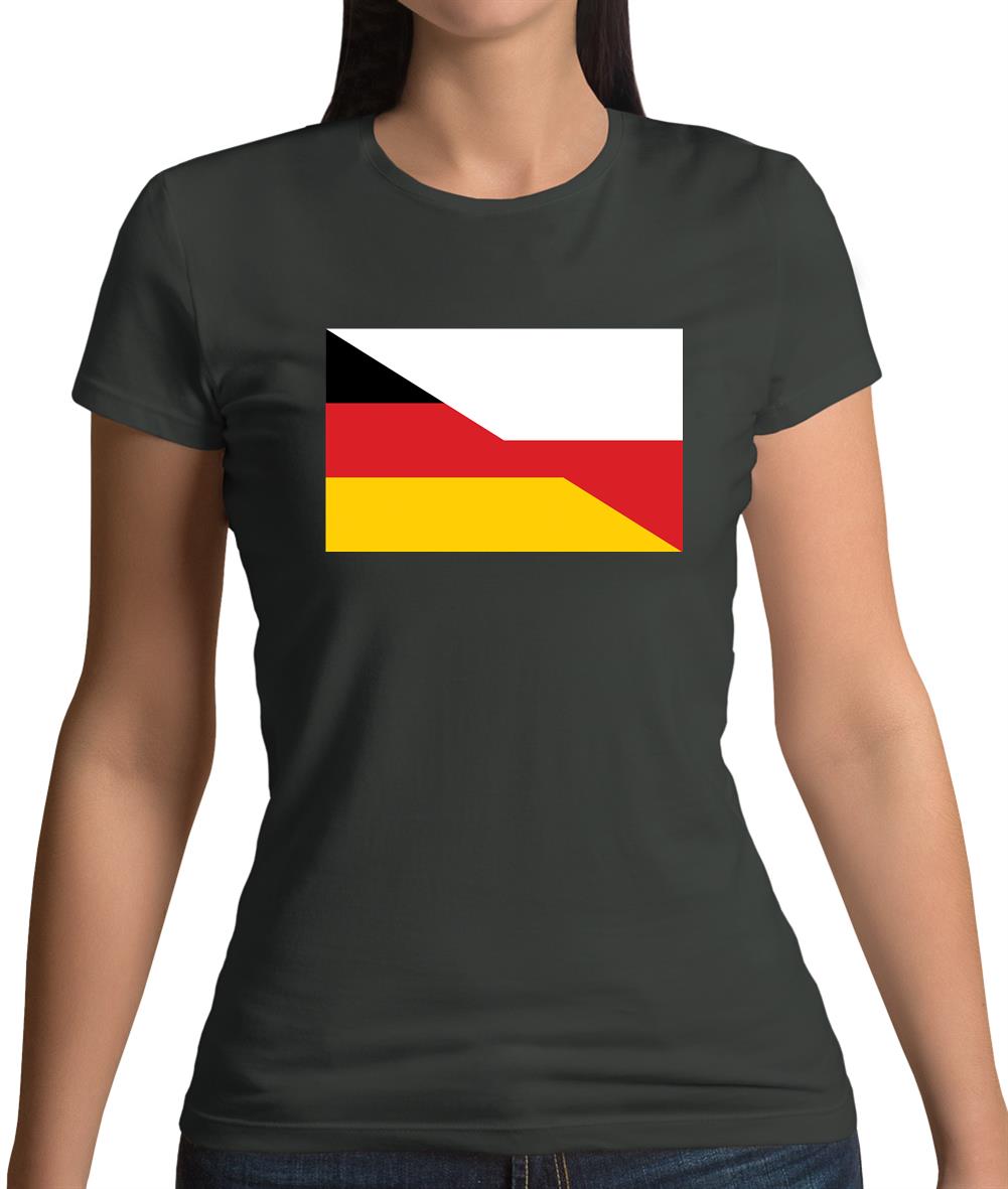 Half German Half Polish Flag Womens T-Shirt