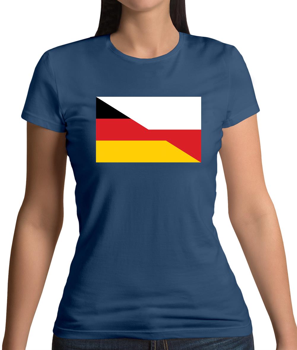Half German Half Polish Flag Womens T-Shirt