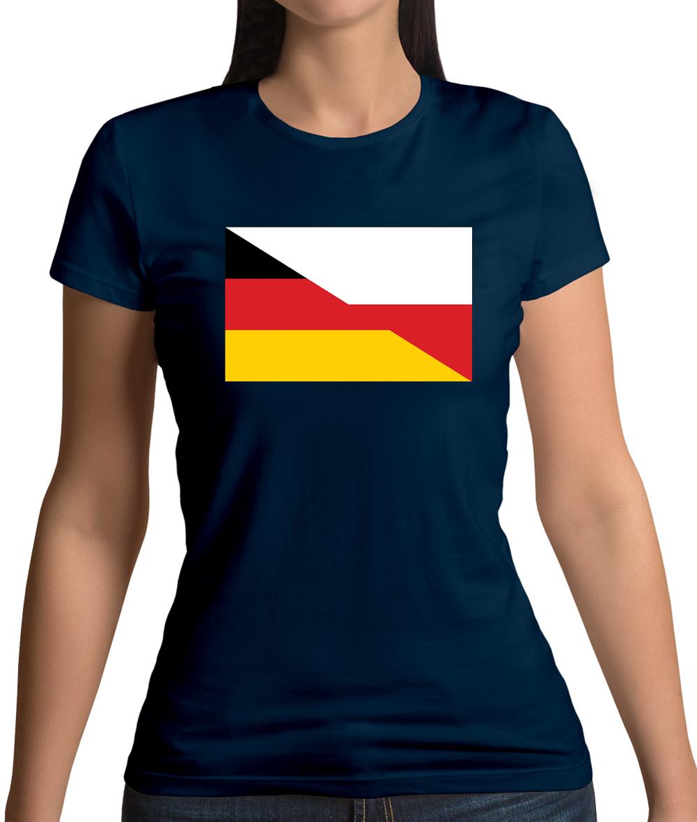 Half German Half Polish Flag Womens T-Shirt