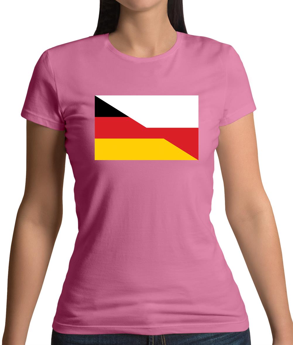Half German Half Polish Flag Womens T-Shirt