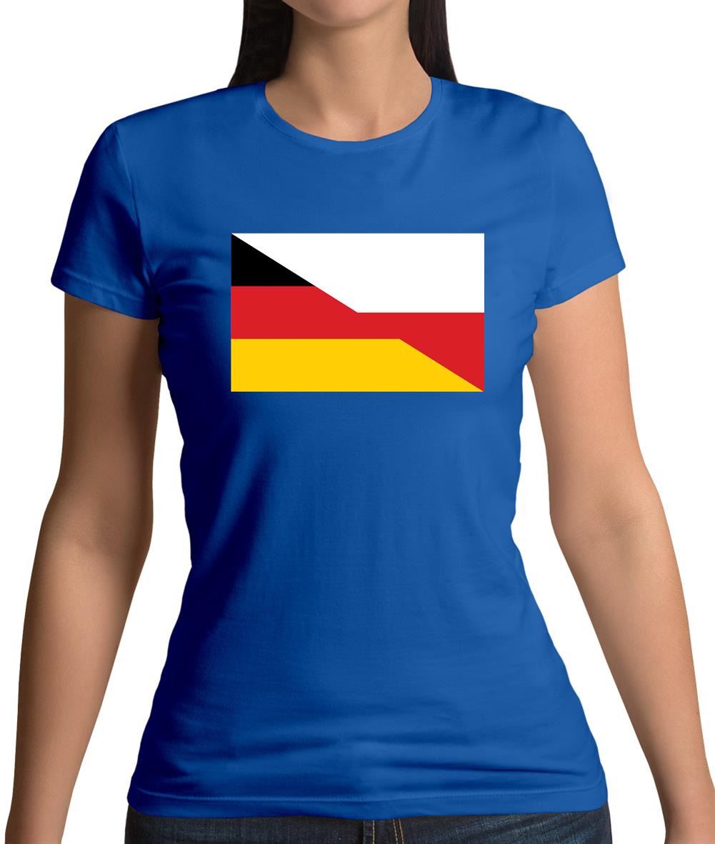 Half German Half Polish Flag Womens T-Shirt