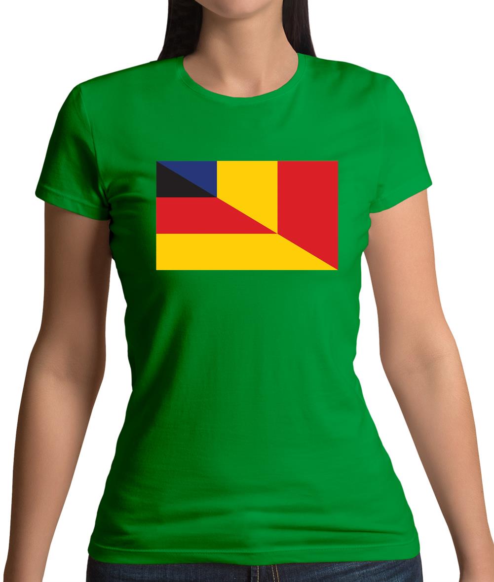 Half German Half Romanian Flag Womens T-Shirt