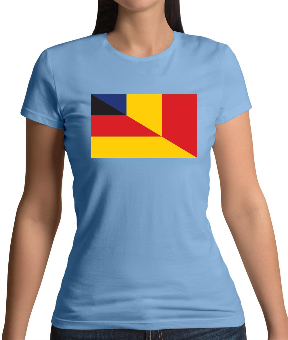 Half German Half Romanian Flag Womens T-Shirt