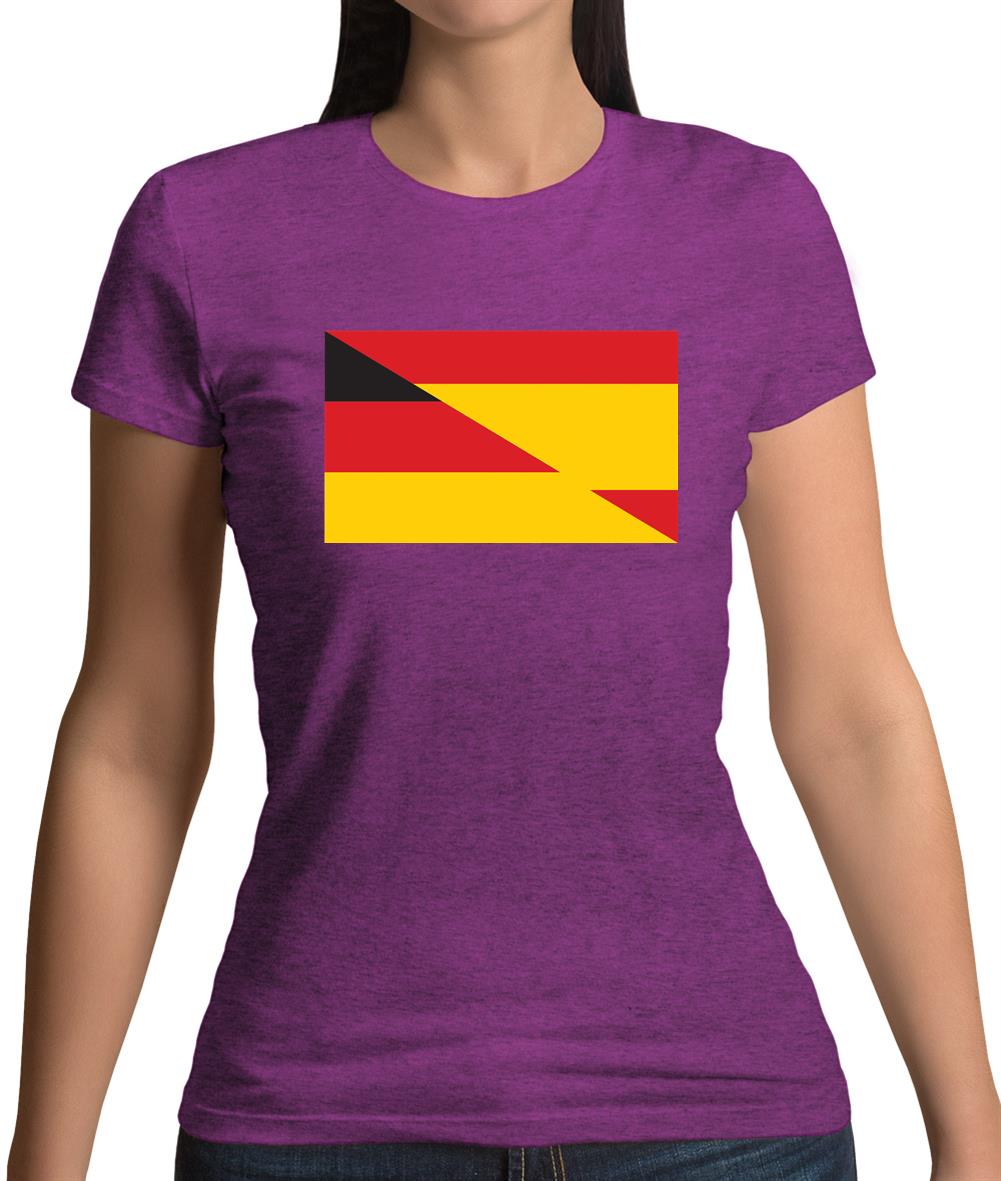 Half German Half Spanish Flag Womens T-Shirt