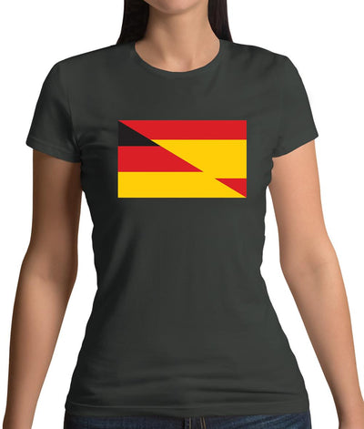 Half German Half Spanish Flag Womens T-Shirt