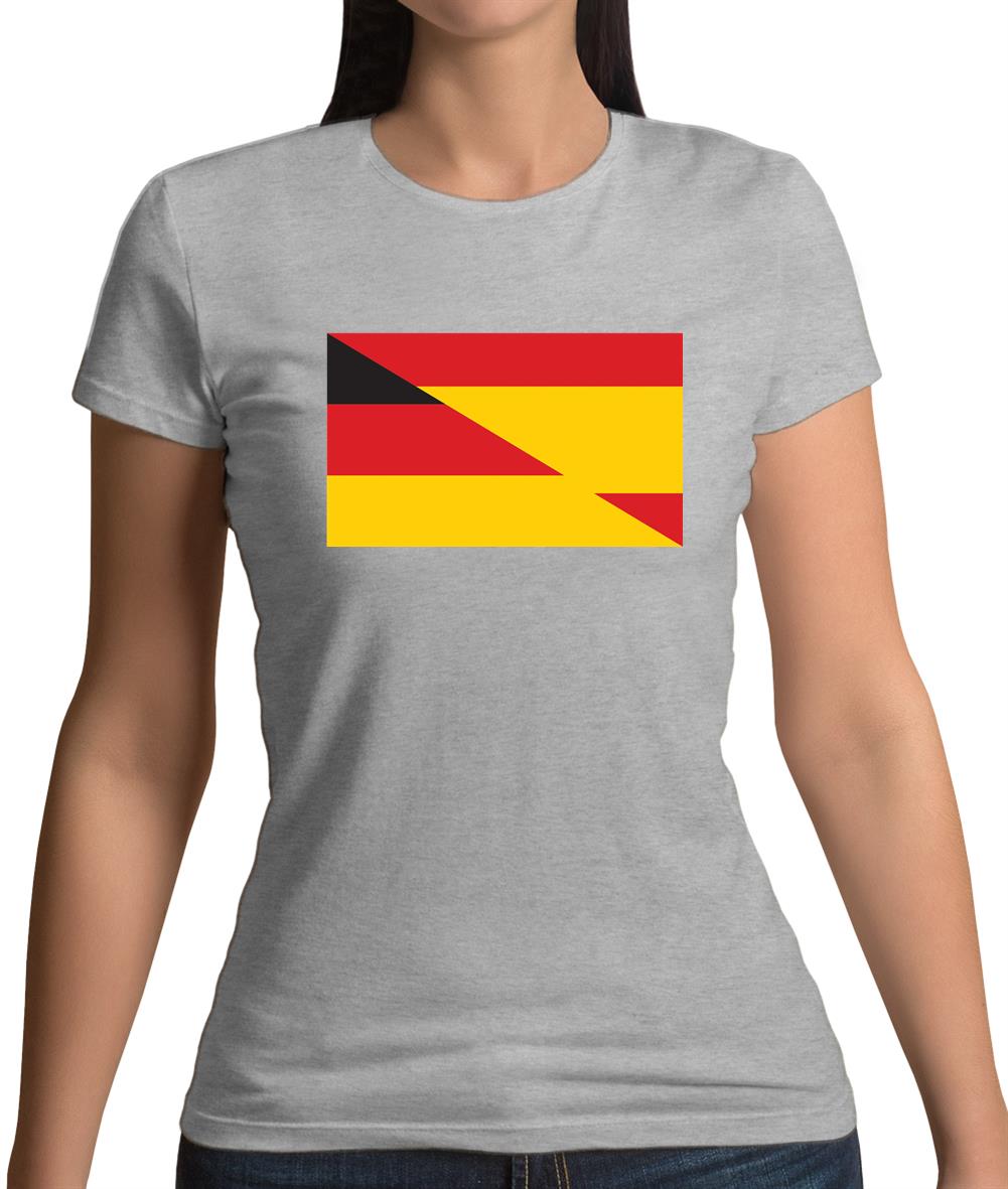 Half German Half Spanish Flag Womens T-Shirt