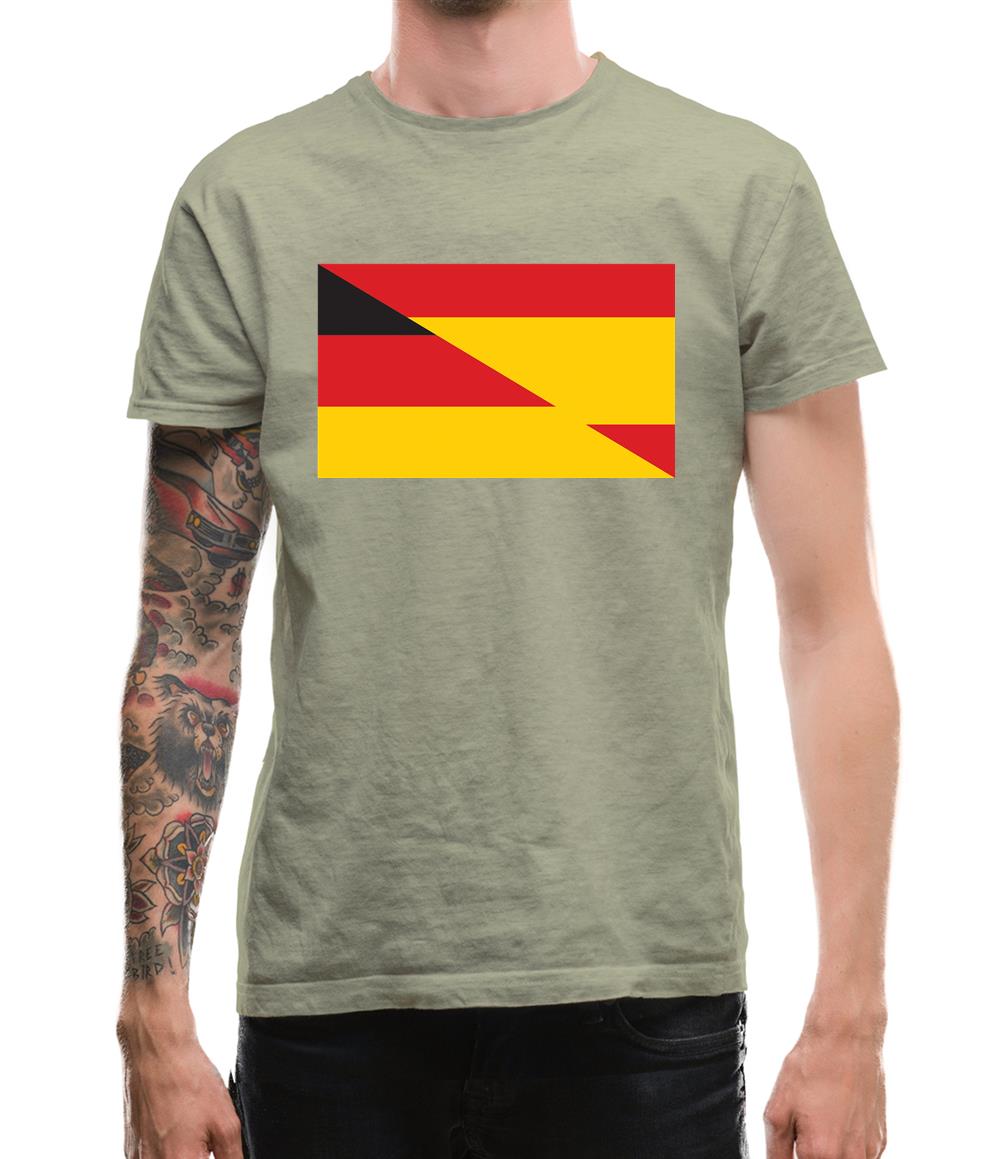 Half German Half Spanish Flag Mens T-Shirt
