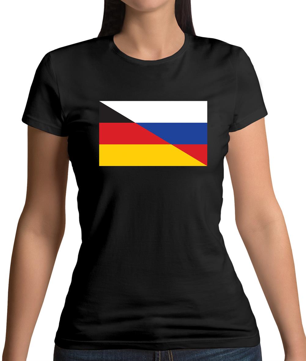 Half German Half Russian Flag Womens T-Shirt