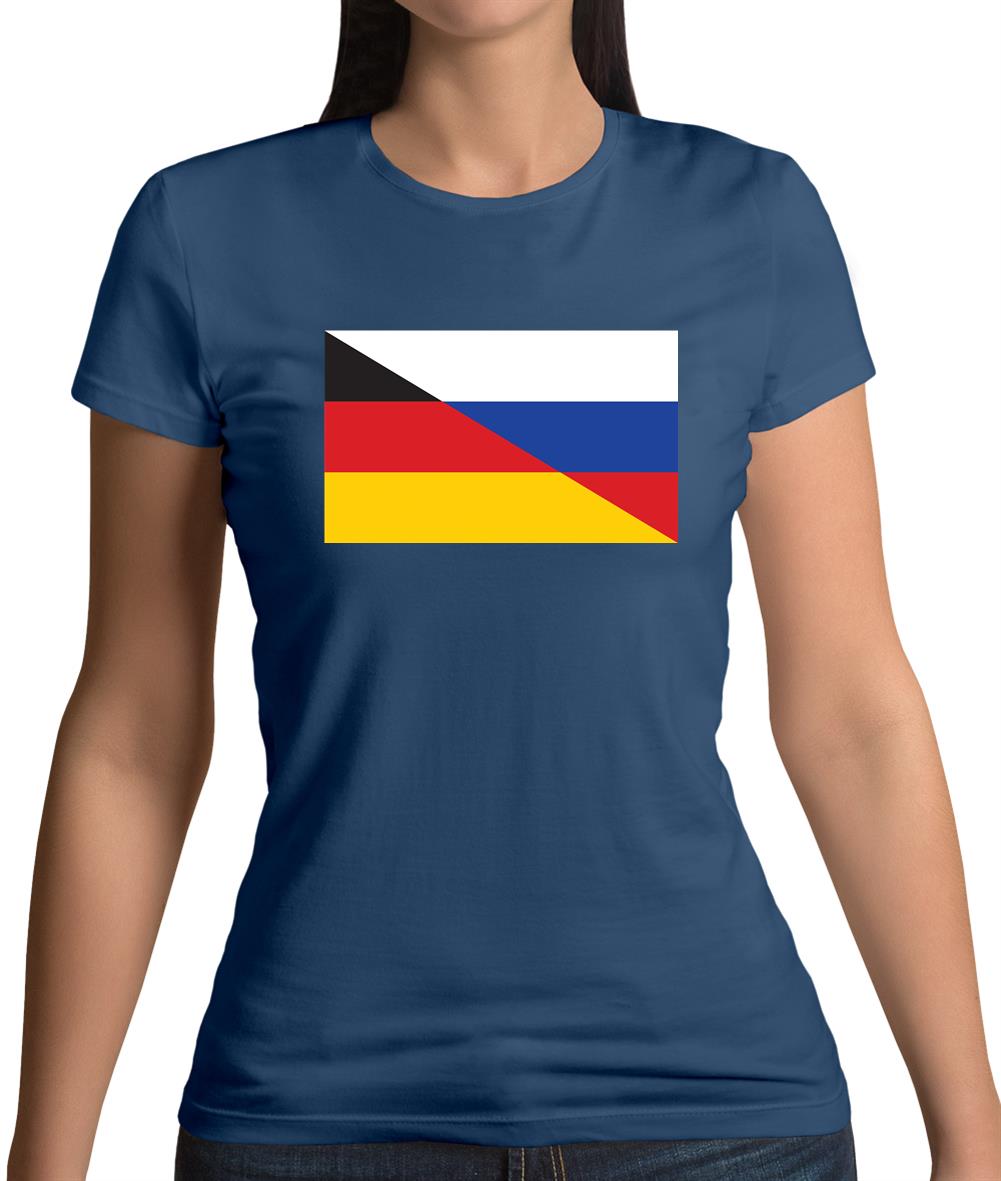 Half German Half Russian Flag Womens T-Shirt