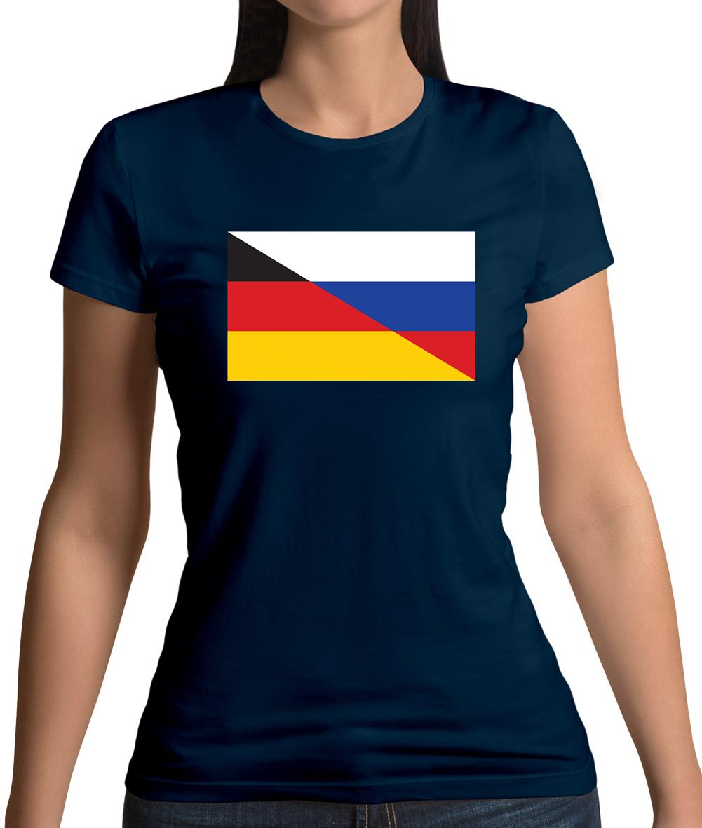 Half German Half Russian Flag Womens T-Shirt