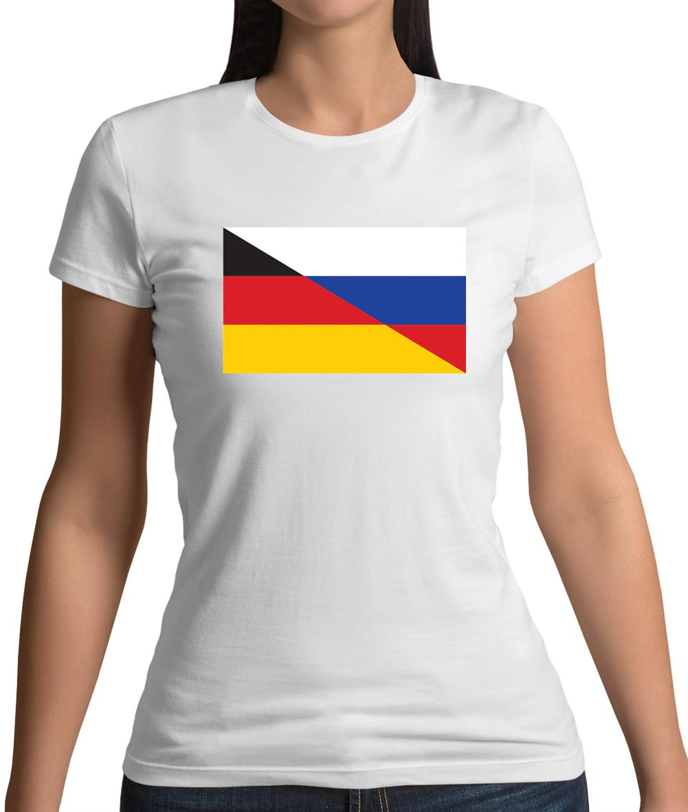 Half German Half Russian Flag Womens T-Shirt