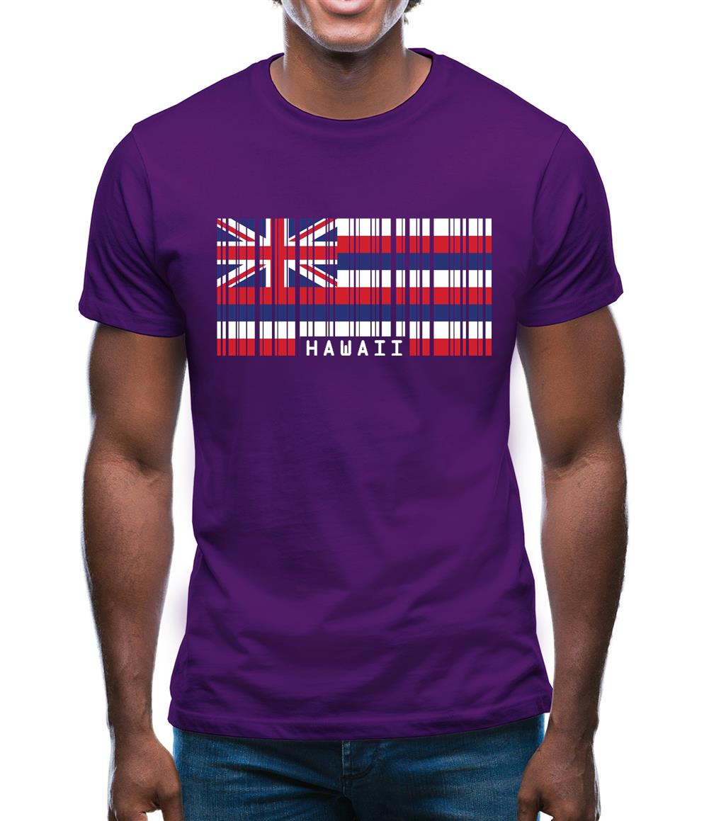 Hawaii Barcode Style Flag Mens T-Shirt